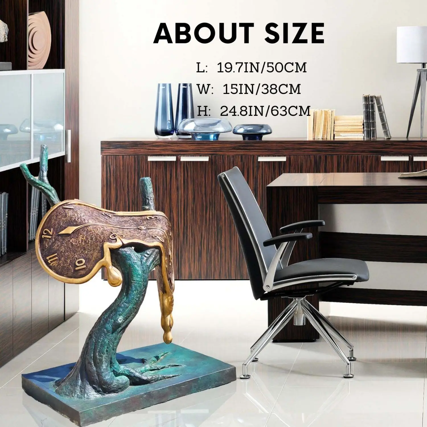 63cm The Profile of Time Bronze Sculpture by Salvador Dali Famous Dali Dance Of Time II Bronze Statue Home and Garden Decoration