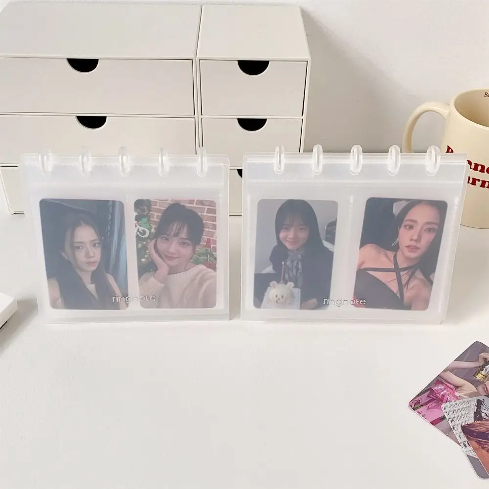 Simple Mushroom Hole Photocards Holder Loose Leaf Transparent Photo Album Vertical Idol Card Collection Binder