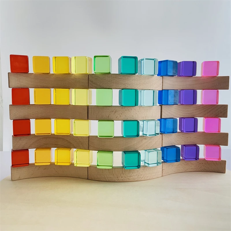 Acrylic Lucent Cubes Building Blocks Transparent Stacking Toys for Children Indoor Outdoor Play Game Kids Early Educational Toys