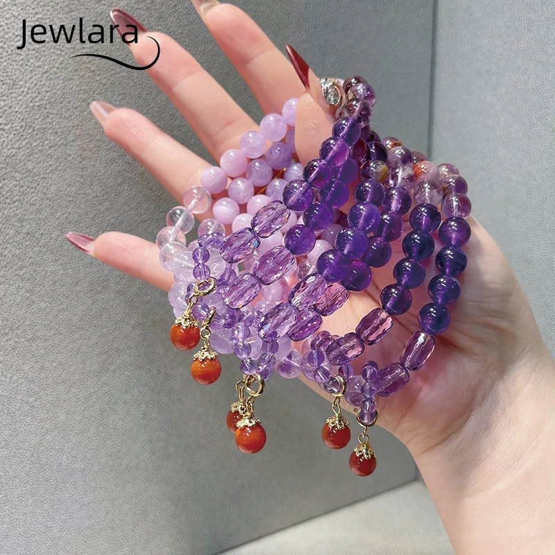 

Jewlara Natural Amethyst Bracelet Women's Nine Purple Fire Crystal Bracelet Natal Year Jewelry Chinese Style