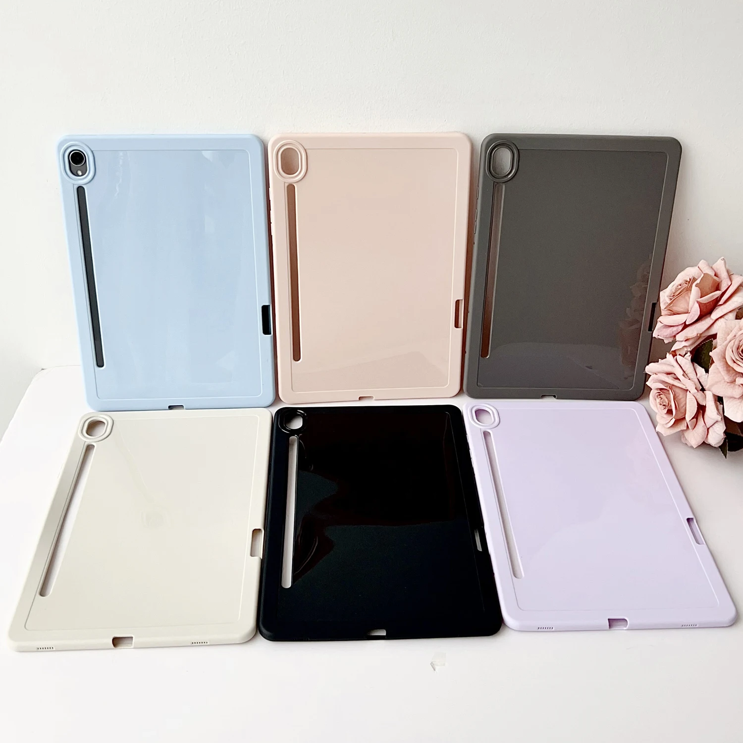 Funda para tableta de Color caramelo para Samsung Tab S7 S8 S9 A9 Plus A7 Lite con funda con ranura para lápiz, funda de silicona suave a prueba de golpes