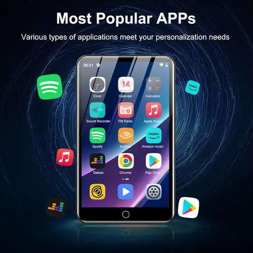 Imagen 2 del producto Reproductor de MP3 Android 9.0 de 80 GB (16 GB + 64 GB) con Bluetooth y WiFi, 4,0 pulgadas con parlantes, radio FM, libros electrónicos, capacidad de hasta 512 GB