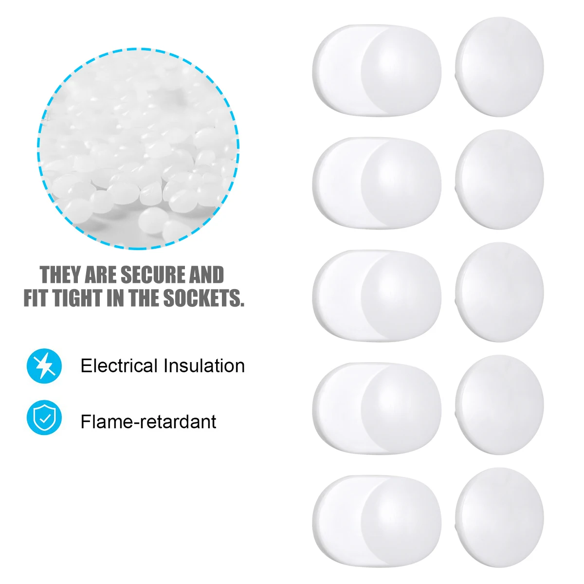 

60pcs Socket Covers Power Outlet Protective Cover Childproof Safety Plugs ABS Material Home Baby Room Prevent Shock