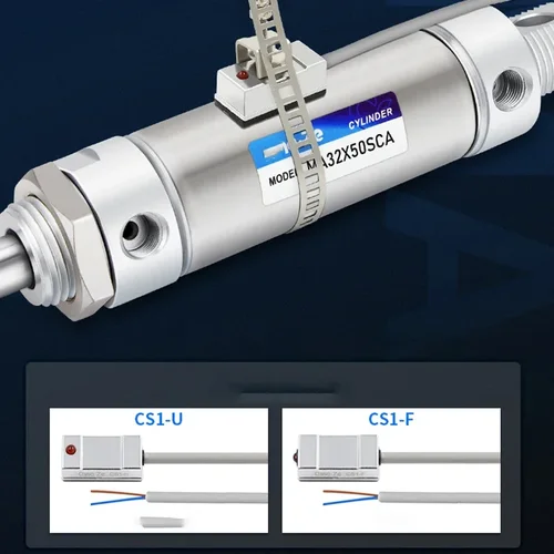 Imagen 2 del producto Cilindro neumático de doble acción tipo MA de acero inoxidable con imán, 16/20/25/32/40mm de diámetro, 25/50/75/100/125/150/175mm de carrera