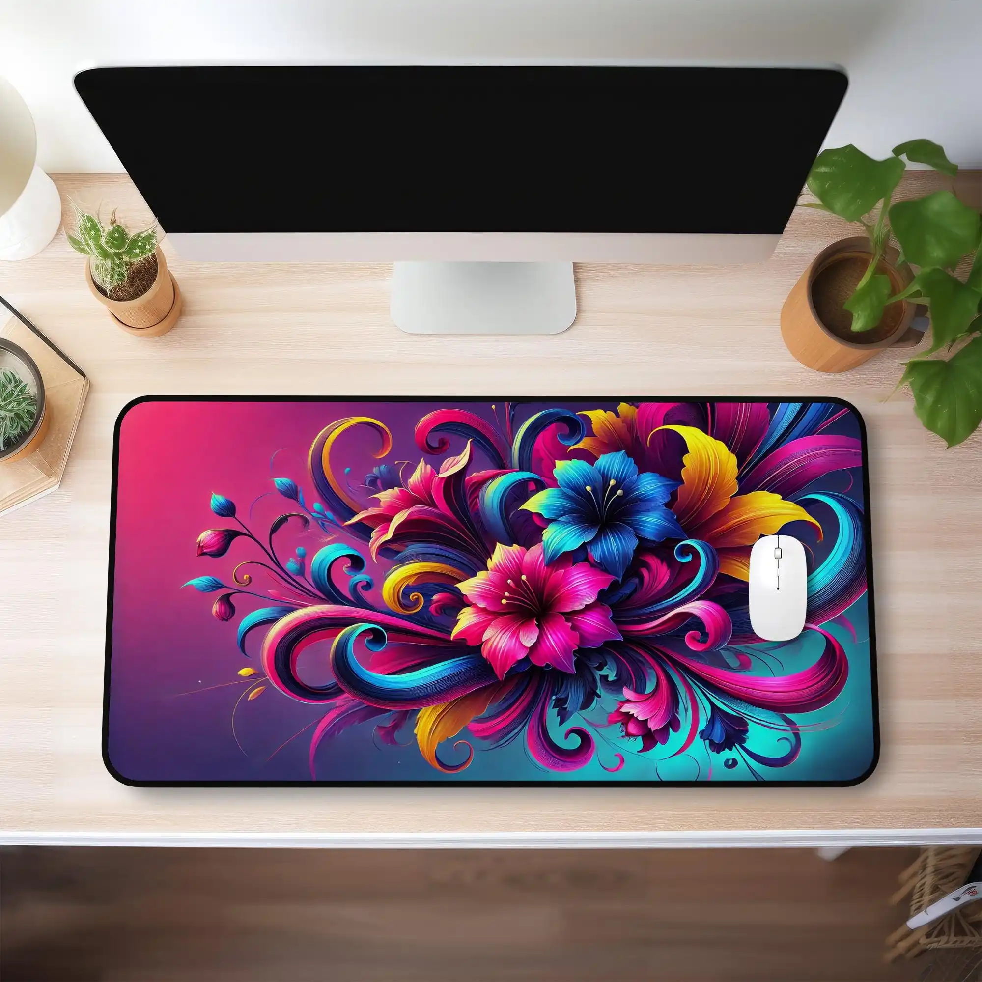 

Vibrant Floral Pattern Mouse Pad, Non-slip and Waterproof Mouse Pad,office Gaming Desk Decoration Mat, Perfect Gift for Friends.