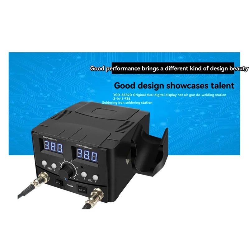 A52T For Phone PCB IC SMD BGA Welding 750W 8582D 2 In 1 Soldering Station With Hot Air Handle& Soldering Iron Tip EU Plug