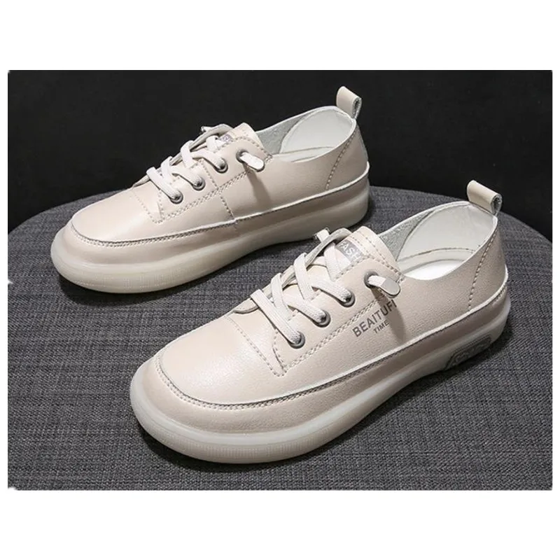 Women Sneaker Casual Leather Little White Shoes 2023 Spring Autumn Oxford Soft Sole Women Vulcanized Shoe Ladies Walking Sneaker