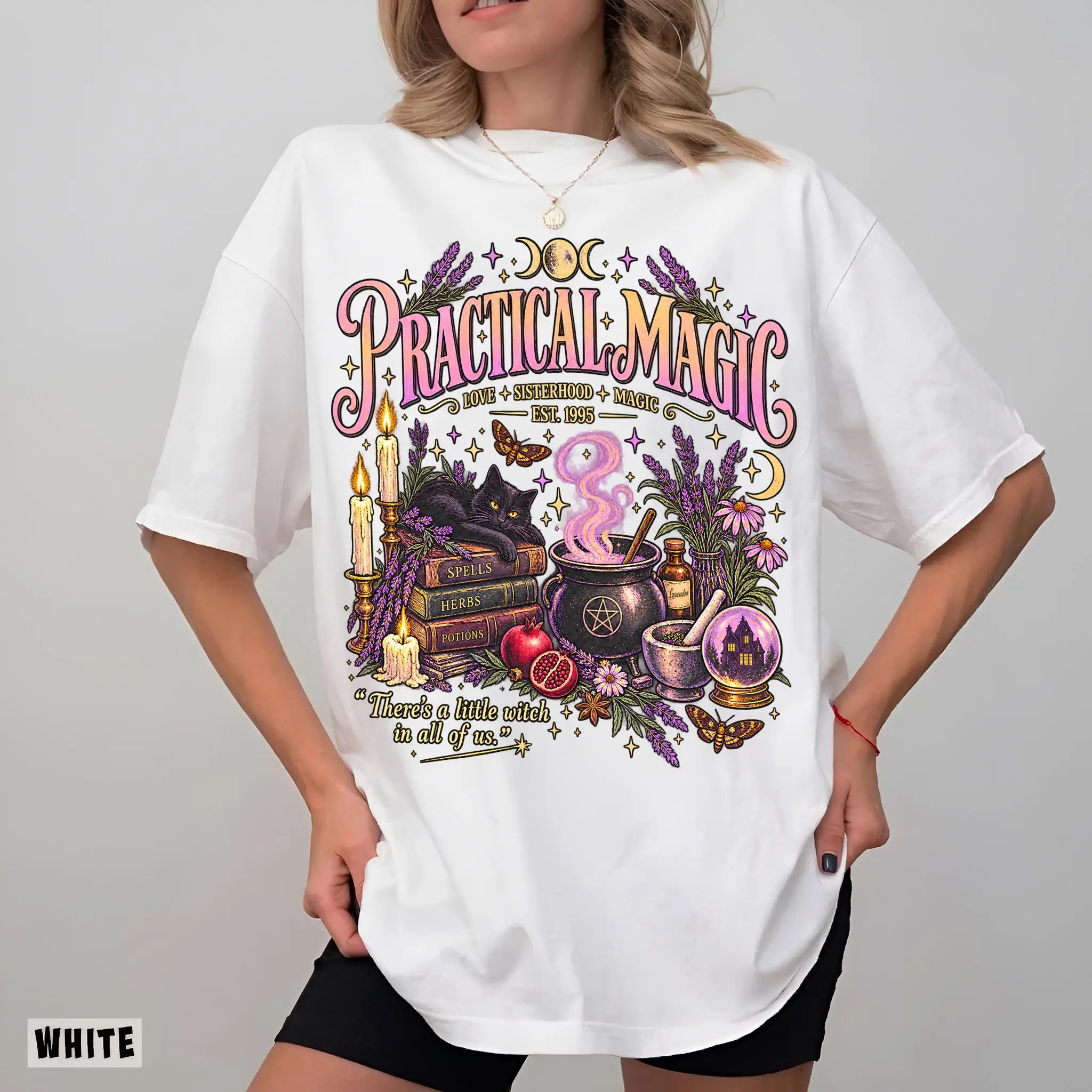 Praktisches Halloween-Shirt mit magischem Motiv, Hexen-Film-T-Shirt, gruseliges T-Shirt für die Halloween-Saison, kurzärmeliges T-Shirt für Damen, Unisex-T-Shirts. – Detail 9