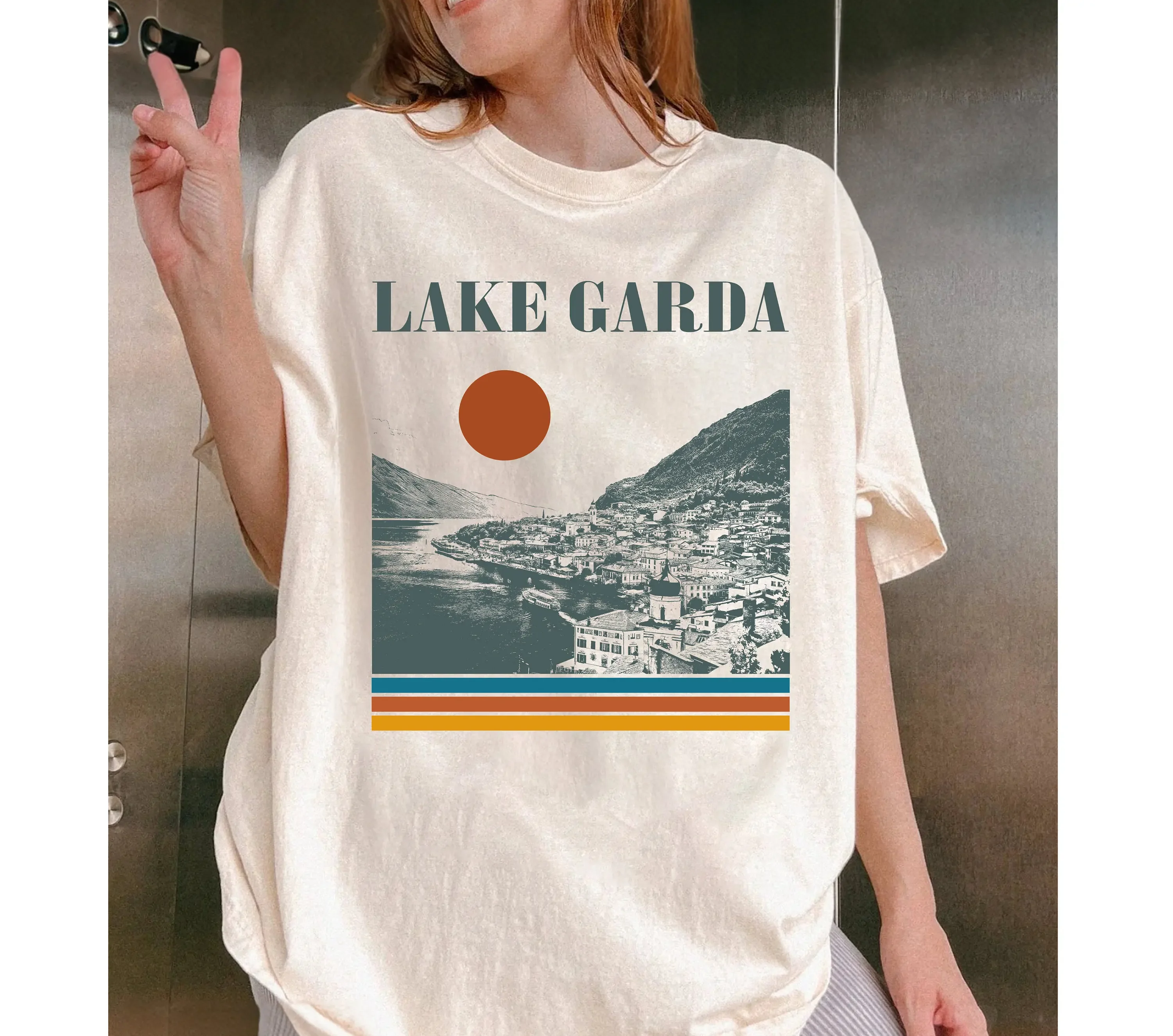 Lake Garda T Shirt Italy Vintage Retro Midcentury Travel MinimalisT