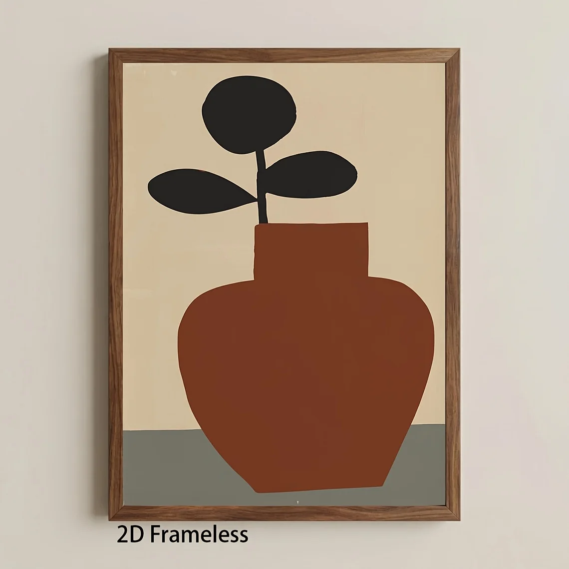 2D Flat, 2D Flat, 1pc, No Frame, Multi-Size, Frameless, Easy Still Life Painting: Red Pottery Vase Wall Decor, Minimalist Pla