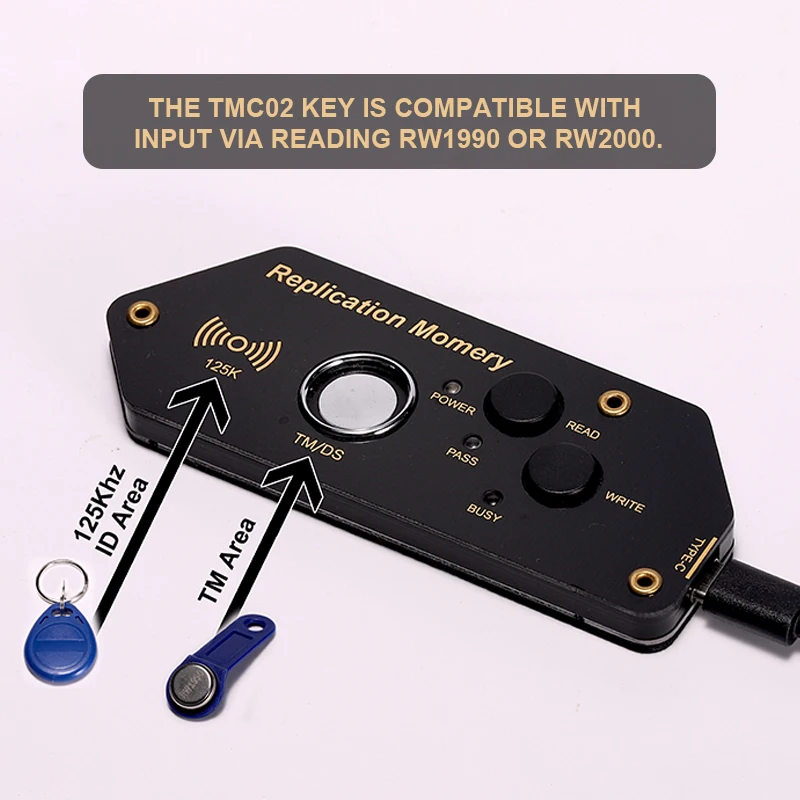 ناسخ قارئ RFID 125 كيلو هرتز - ناسخة RW2000 RW1990 لمفاتيح T5577/EM4305/EM4100 + TM1990 iButton TMC02-Button