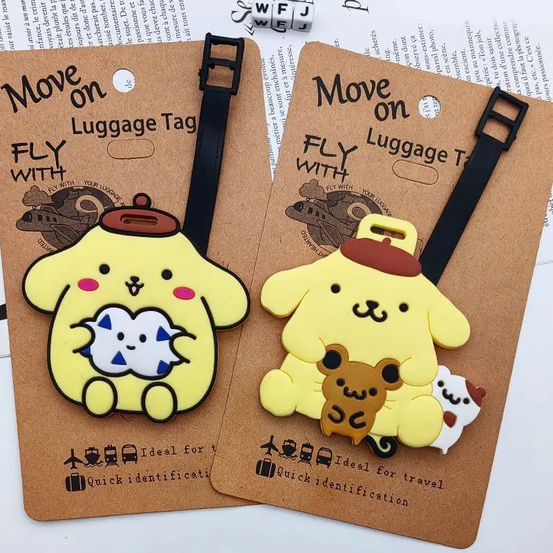 Cartoon big-eared dog luggage tag travel luggage tag pom-pom suitcase ID card address clip baggage check-in portable ticket gift view 3