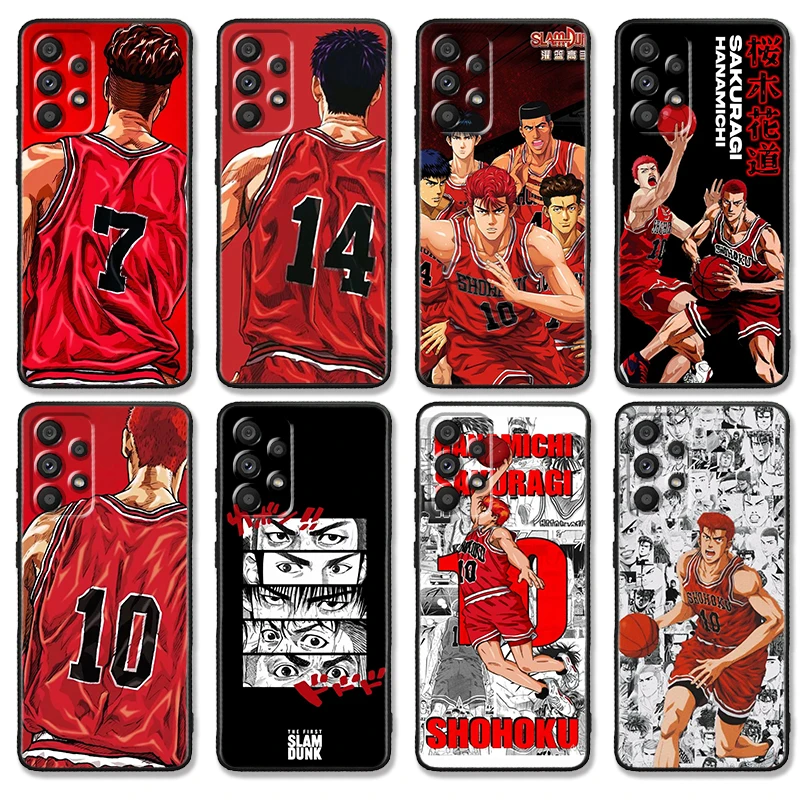 Slam Dunk Hot Anime per Samsung Galaxy A73 A72 A55 A54 A53 A52S A34 A33 A32 A25 A23 custodia morbida nera per telefono