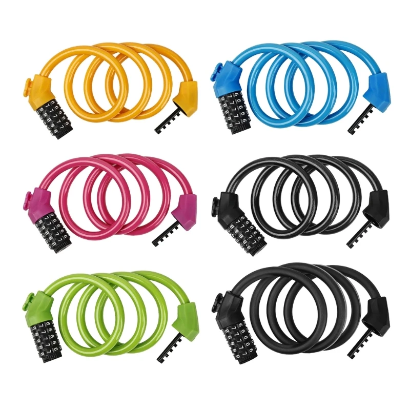 5Digit Combination Coiling Cable Lock Self Coiling Bike Password Lock Waterproof