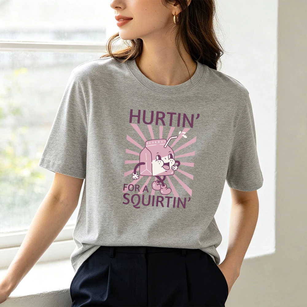 Camiseta de Verano con Estampado de Caja de Leche de Dibujos Animados para Mujer, Divertida Camiseta de Algodón con Cuello Redondo y Estampado de Personajes de Caja de Leche, Informal, de Uso Diario, de Manga Corta