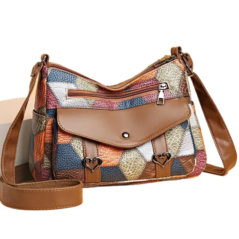 

Новая сумка для мамы среднего возраста на одно плечо, многослойная женская сумка из мягкой кожи большой вместимости, модная, универсальная, легкая