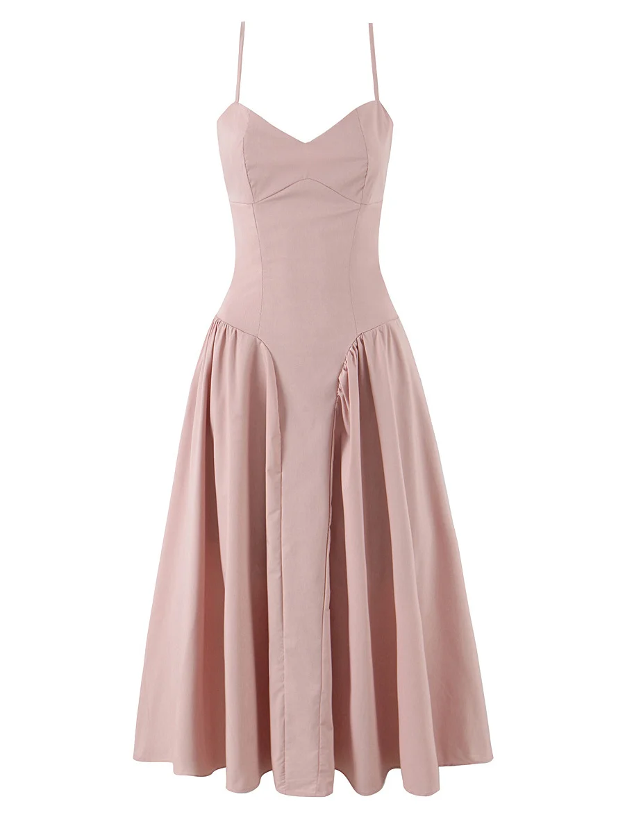 رغبة نقية Sle الخصر مقصوص حمالة مطوي ماكسي الدكتور بال ألف خط تنورة الشارع الشهير لا العلامة التجارية Svel الربيع #5