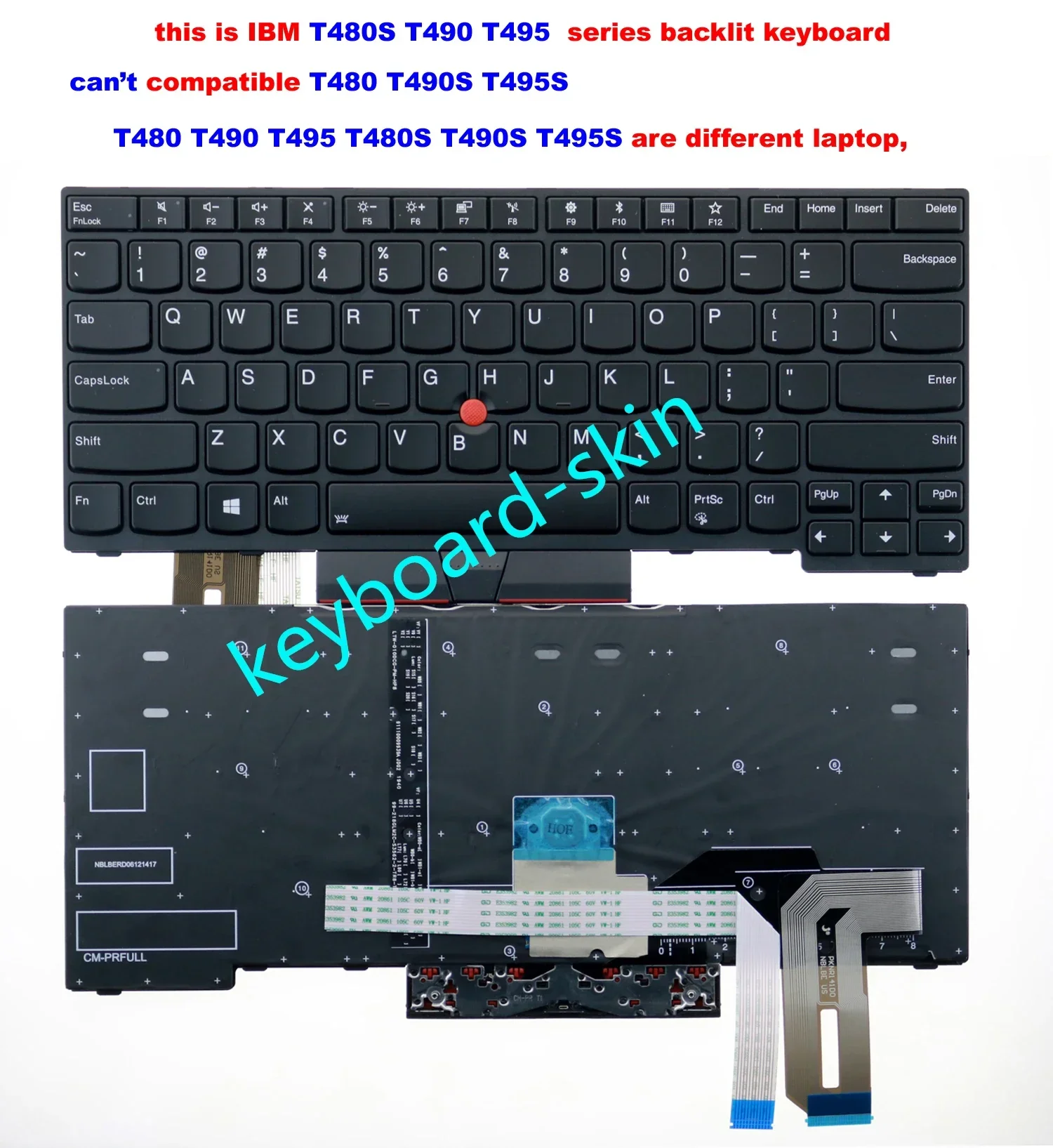 

New US backlit keyboard For lenovo IBM Thinkpad T480S T490 T495 (isn't for T480 T490s T495s) laptop