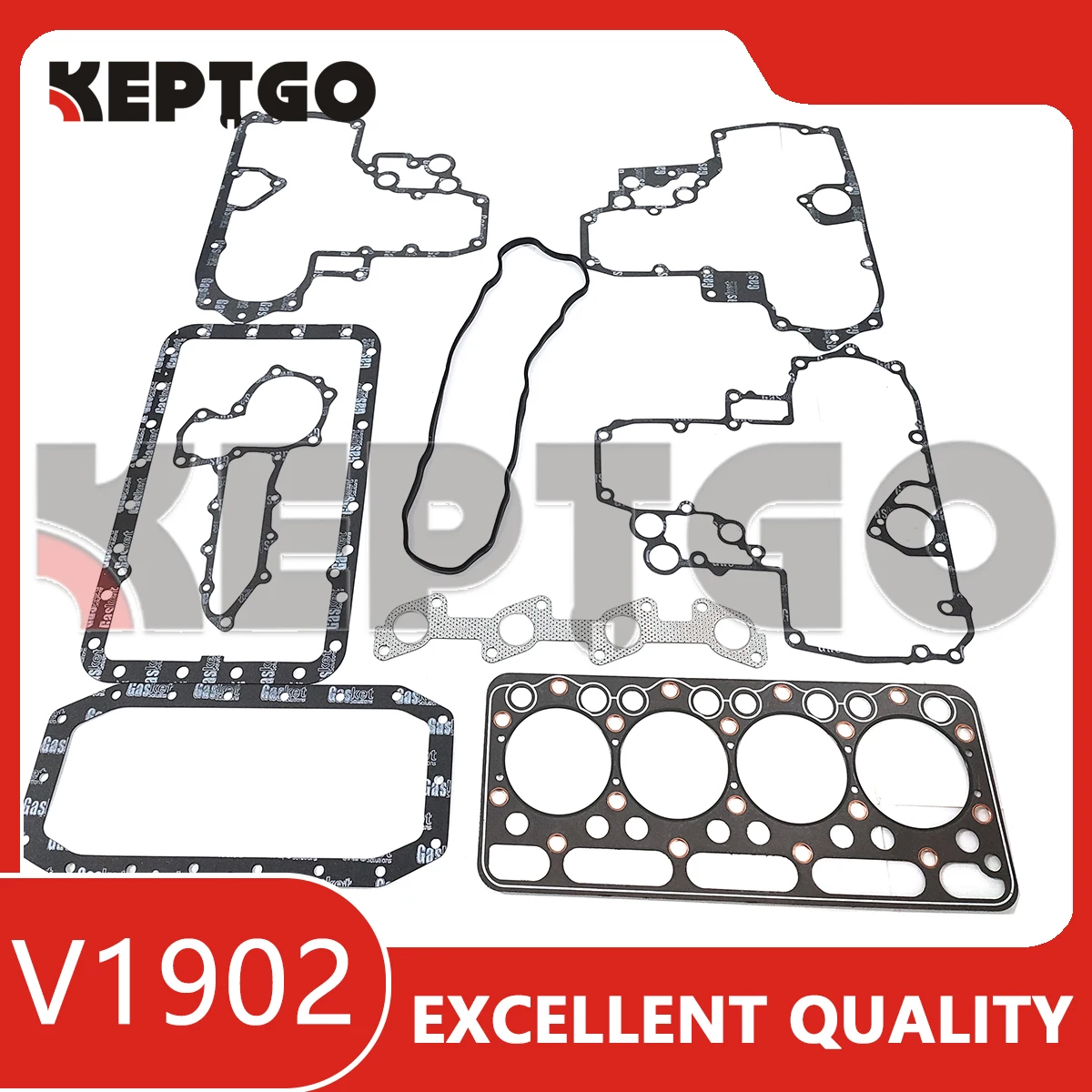 V1902 Full Gasket Kit Set With Head Gasket For Kubota Bobcat Skid Loader and Tractor V1902 07916-24305, 07916-29615, 15808-03310