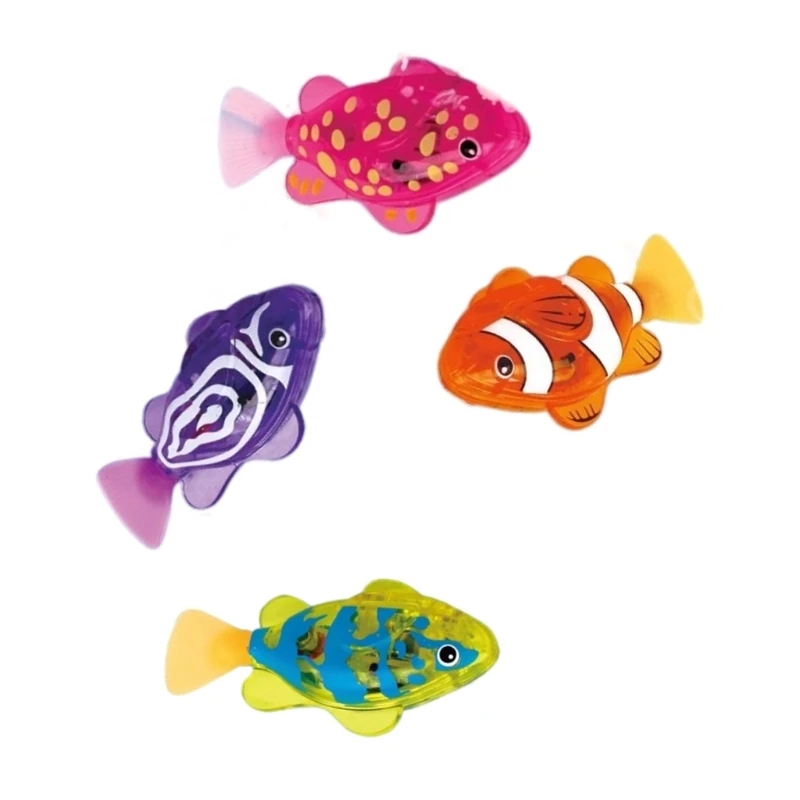 Y4QA Robotic Glow Electric Fish Bath Toy Set Interactive Water Play For Kids 3+