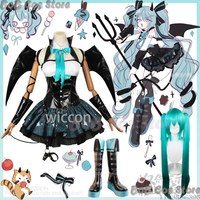 

Game Project Sekai Cosplay Mikuuu Anime Suit Little Raccoons Kawaii Dress Girl Lolita Demon Wing Tail Comic Con Cos Customized