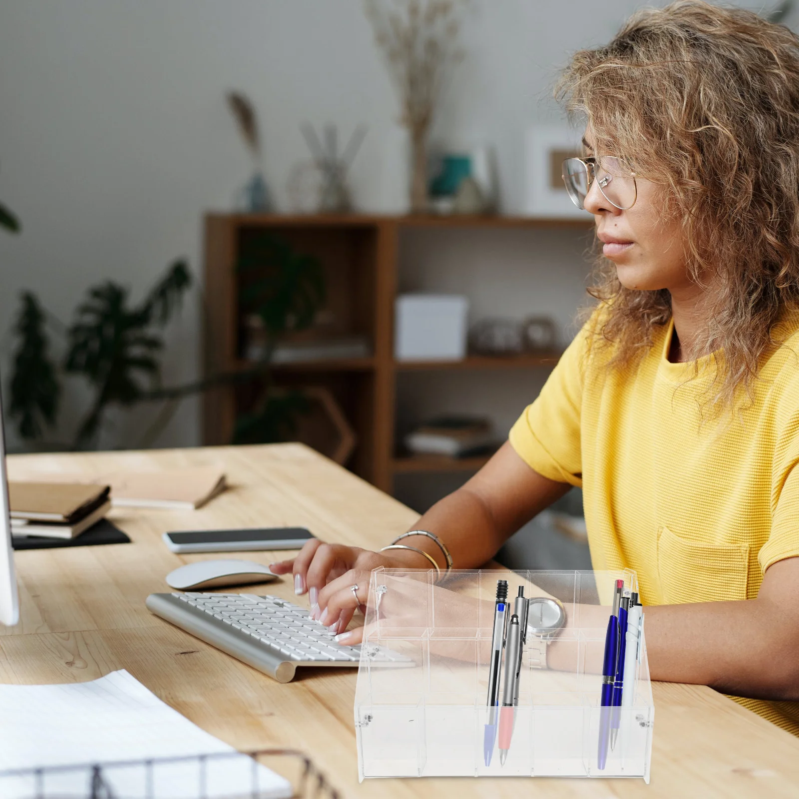 

1pcs Clear Acrylic Pen Display Stand Pen Organizer Storage Rack Marker Container Pencil Brush Holder For Office Classroom Store