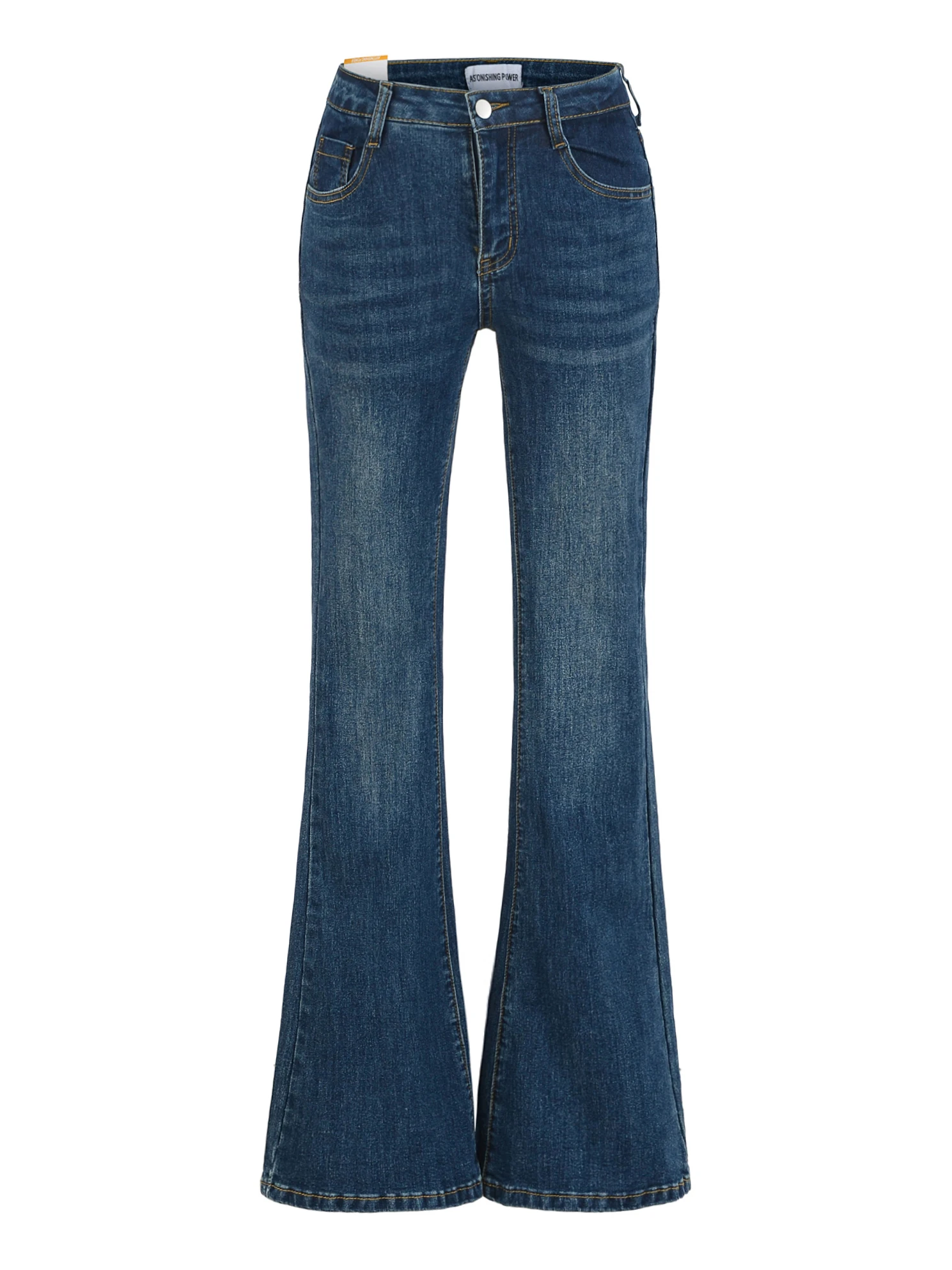 

American Sle High Waist Bell Bot Jeans Women's Elastic Slimming Long Pants Butt Lifting Cotton Color Winter Wear