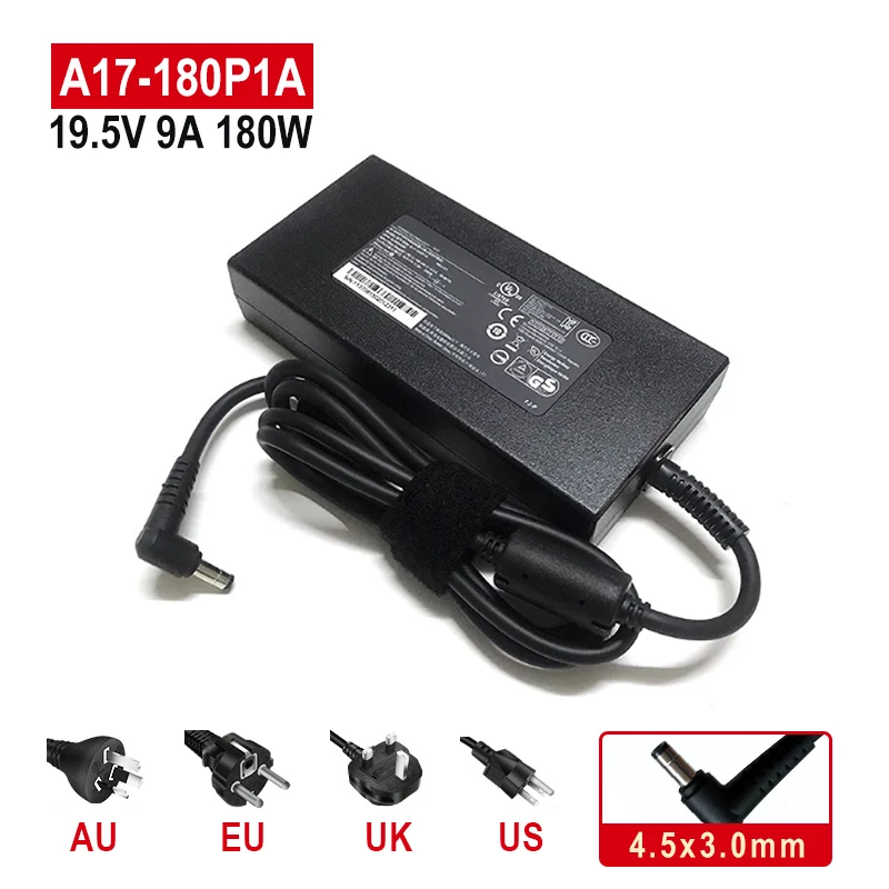 

20V 9A 180W 4.5x3.0mm A17-180P1A AC power adapter for MSI Stealth15M Crosshair17/15 laptop charger