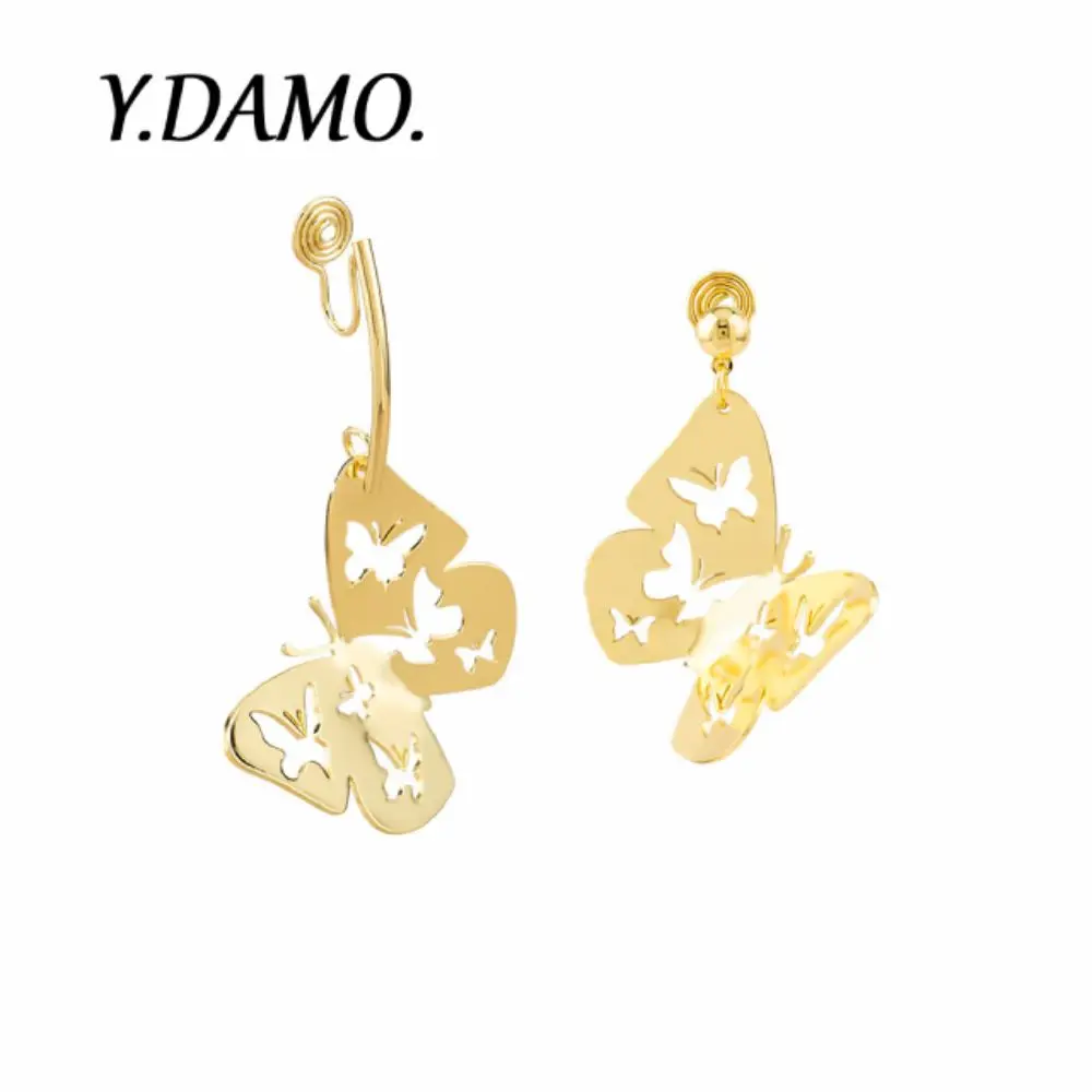 

DAMO Stainless Steel Jewelry Earrings Pendant Necklace For Women Korean Exquisite Quality Inlaid Crystal Butterfly Daily Jewelry