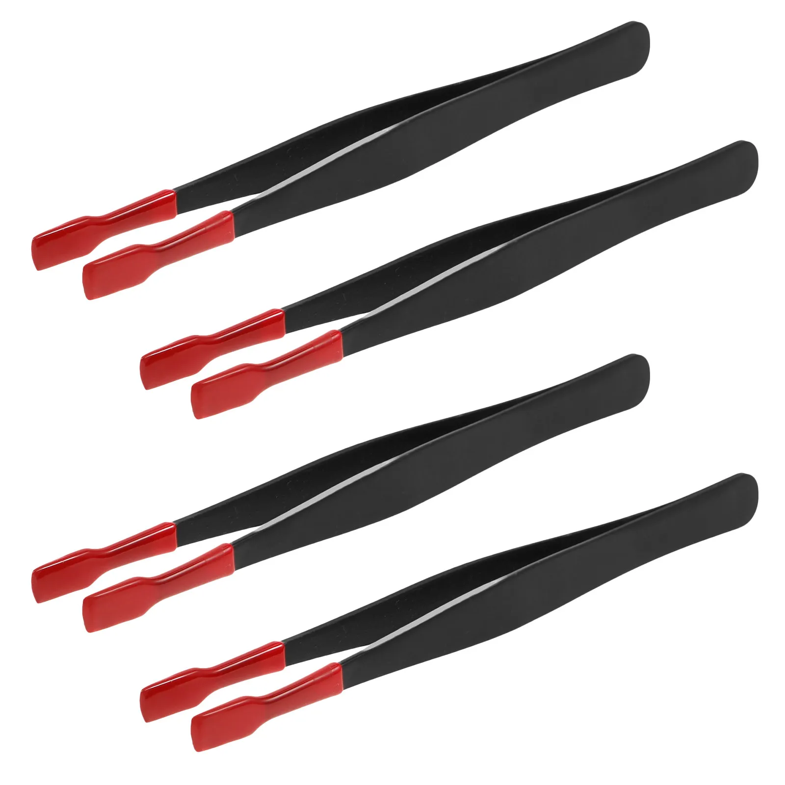 4Pcs Stainless Steel Flat Tip Tweezers Non Slip Rubber Coating for Stamp Handling Coin Sorting Scrapbooking Collectors Tools