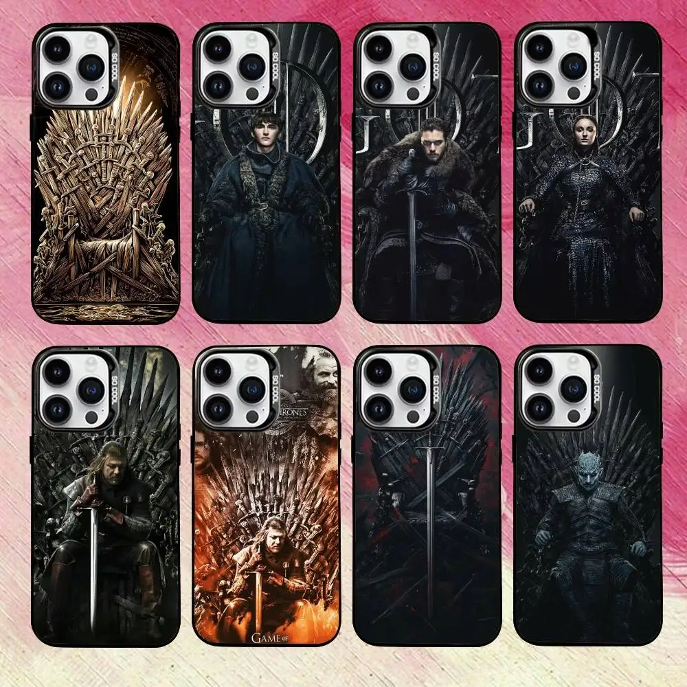حافظة هاتف Game of T-Thrones The I-Iron T-Throne لهاتف iPhone 17,16,15,14,13,12,11 Plus، Pro Max، غطاء داخلي مطلي بالفضة الملونة #1