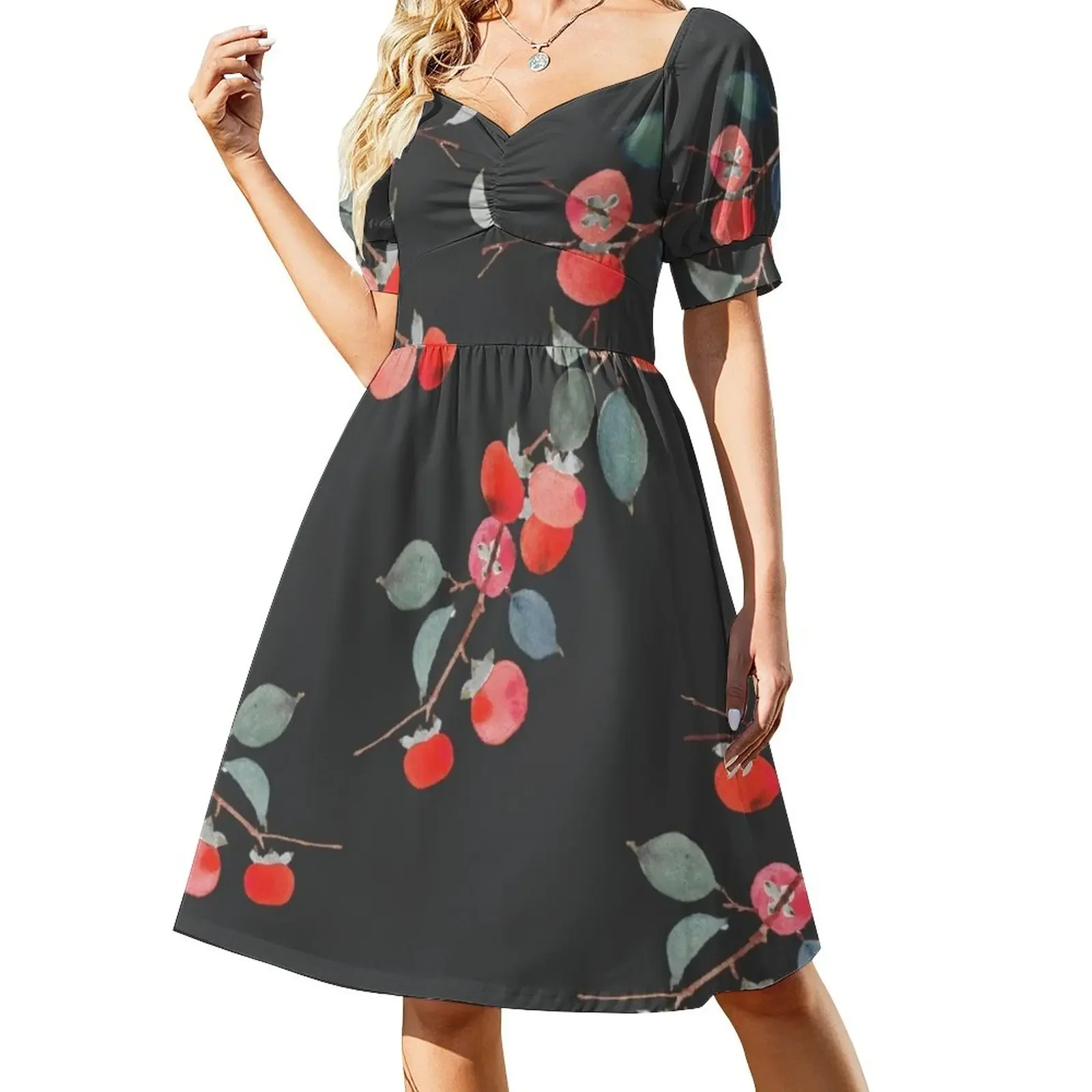 

Persimmon Harvest Short-Sleeved Dress festival outfit women purple dress elegant dress