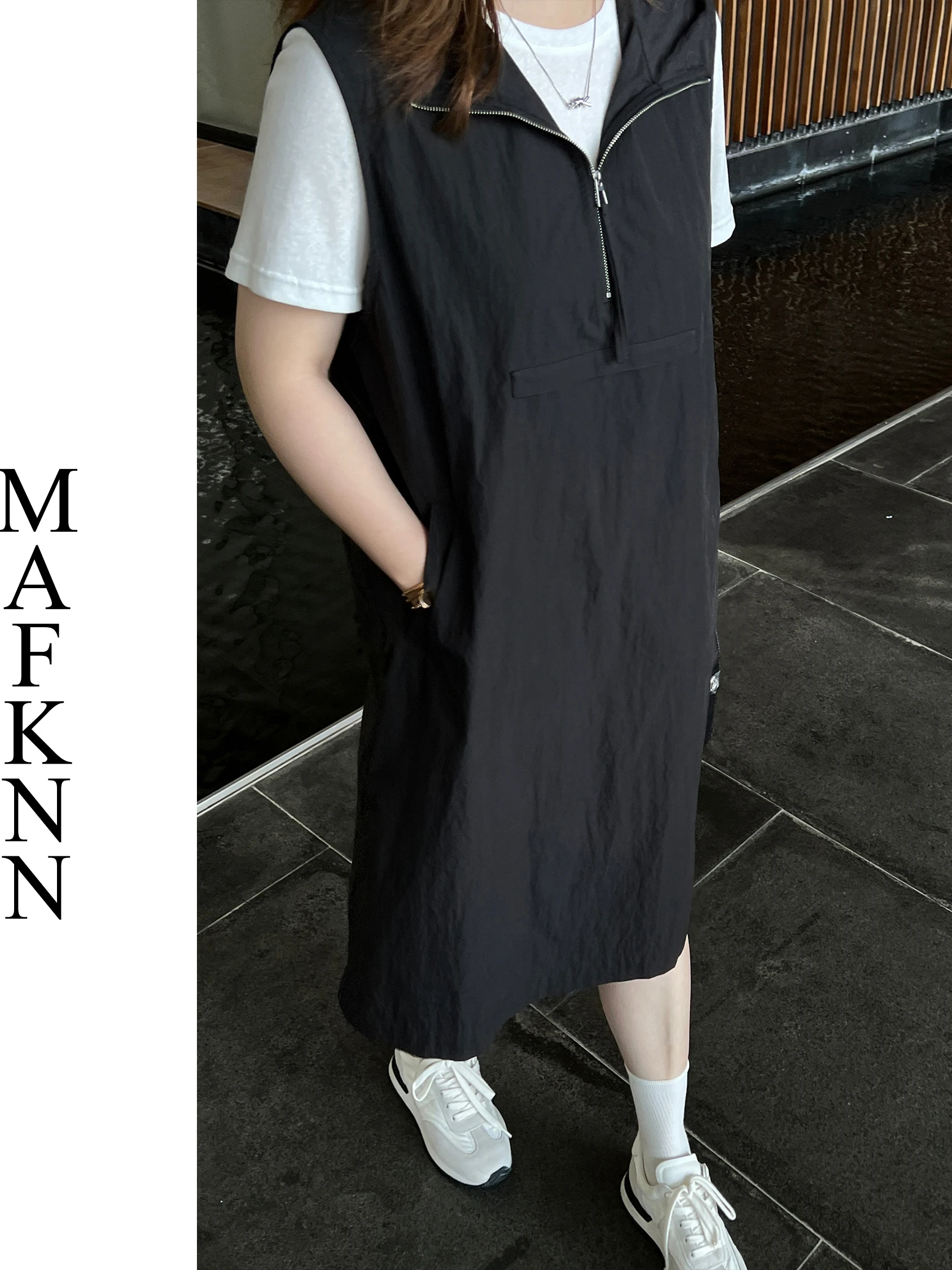 

Повседневное платье свободного кроя с шляпкой, без рукавов, больших размеров, прямое, в форме трубки, для полных женщин, новый стиль MK12267