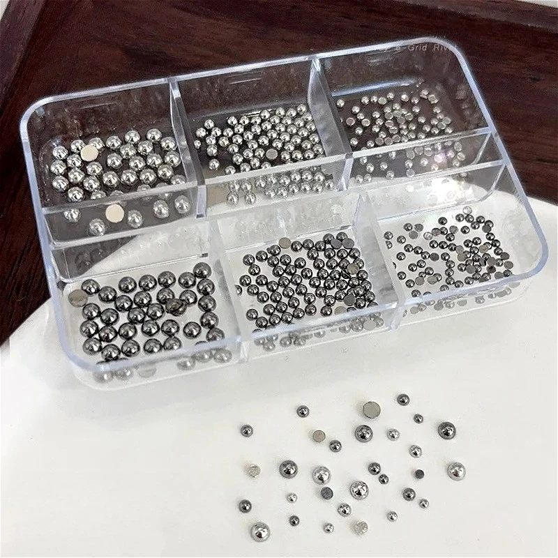 

Gun Black Silver Gold Punk Square Rivet Ball Metal Alloy Fork Spoon Star Bowknot Pearl Nail Art Accessories Decoration Manicure
