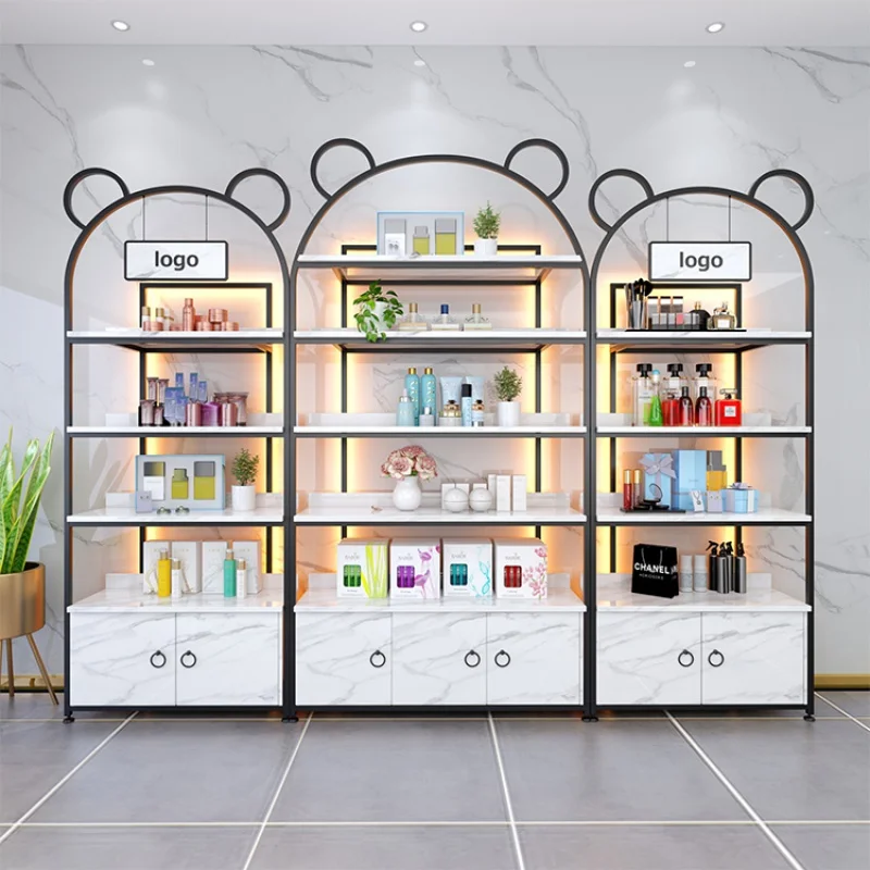 custom，Cosmetics display cabinet with light beauty salon shelf bag rack mother and baby store display rack cosmetic products dis