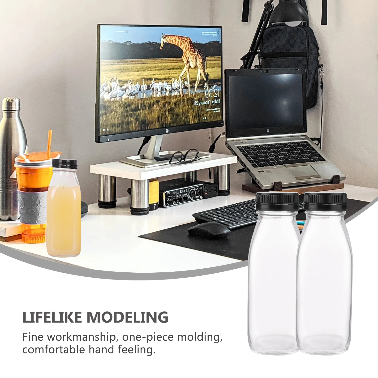 

5Pcs 300ml High Quality Glass Beverage Bottles Comfortable Milk Containers Glass Drink Bottles Milk Container