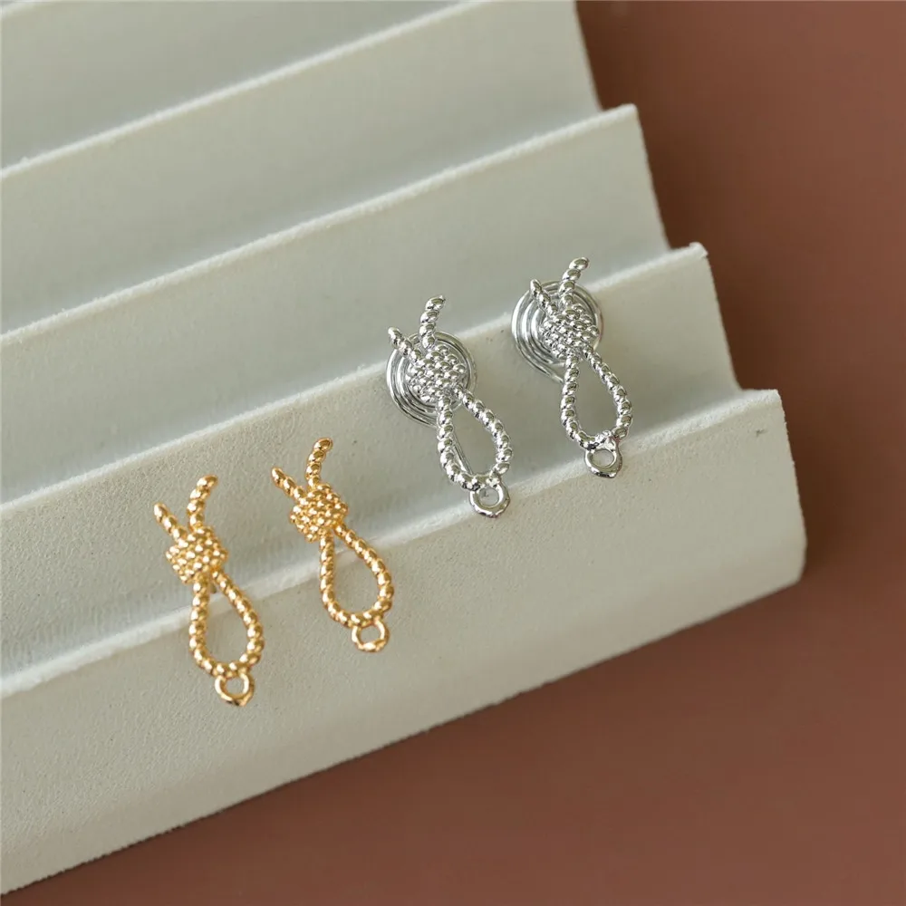 

Copper-plated Real Gold Simple Twist Knot 925 Silver Needle Stud Earrings, Earclips DIY Handmade Charm Accessories