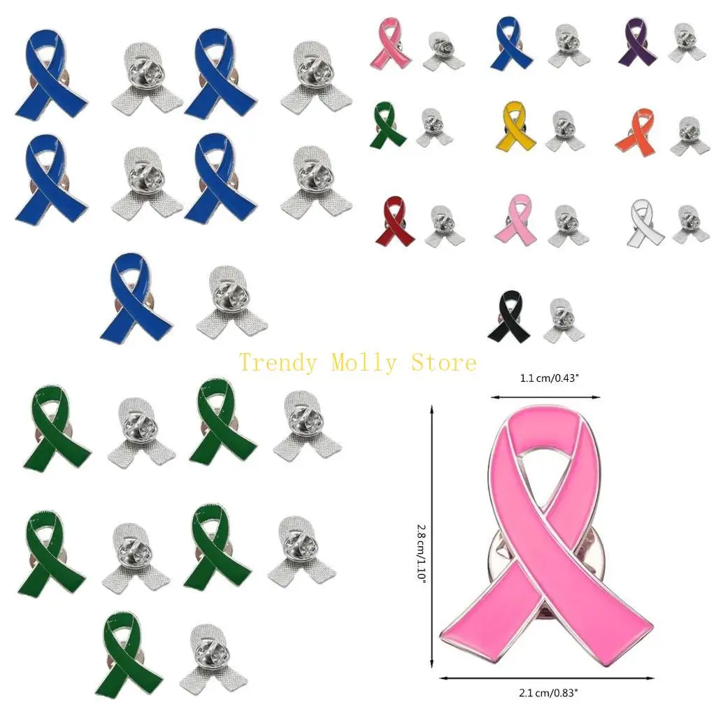 

N5KB Pink Ribbon Brooch Pins Hope Ribbon Lapel Official Breast Cancers Awareness Lapel Pin for Charity Public Social Event