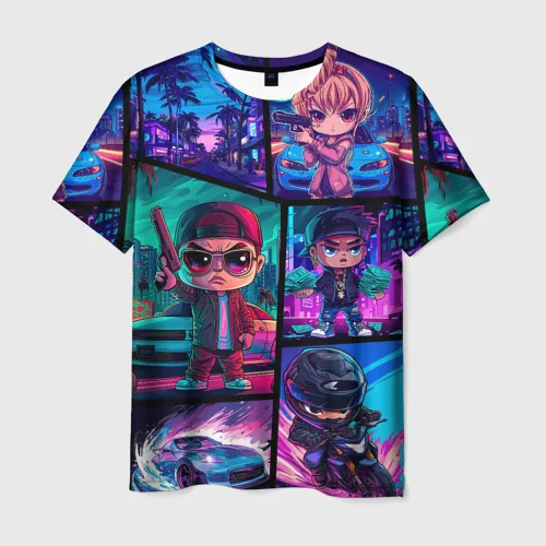 2024 Summer Hot Gta 6 Style Car Art T-shirts 3D Grand Theft Auto VI Print Tee Fashion Men/Women Short Sleeve Casual Top Clothing