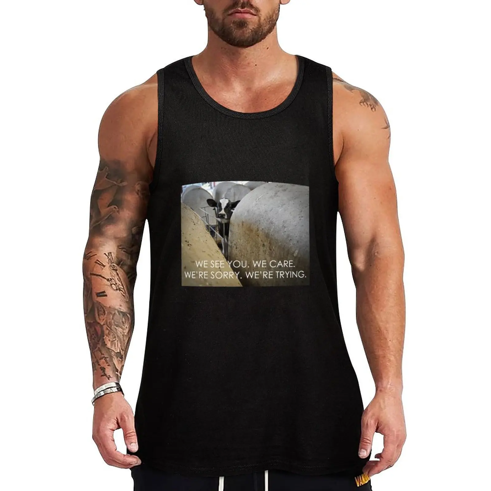 

We see you. We care. Tank Top cute tops Men's summer vest