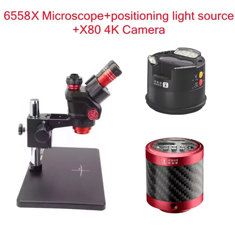 Тринокулярный микроскоп YCS 6558S 6558X с большим основанием 6,5-58 Zoom X80 4K камера мобильного телефона PCB сварочный микроскоп инструменты