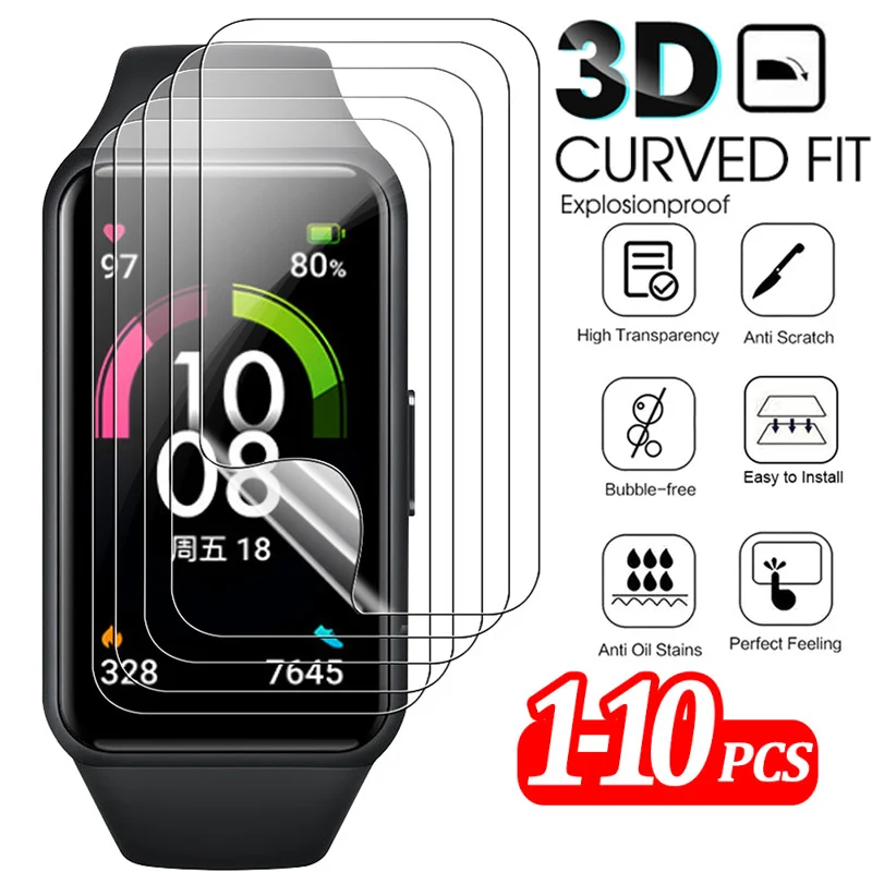 

1-10 шт. мягкая Гидрогелевая пленка для Huawei Band 7/6 Honor Band 6, защита экрана умных часов, ударопрочная пленка из ТПУ HD для Huawei 7 6