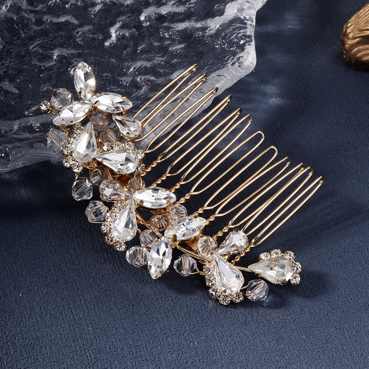 Bridal Wedding Hair Accessories Crystal Flower Hair Combs Clips for Women Bride Headpiece Bridesmaid Party Jewelry Gift image 6