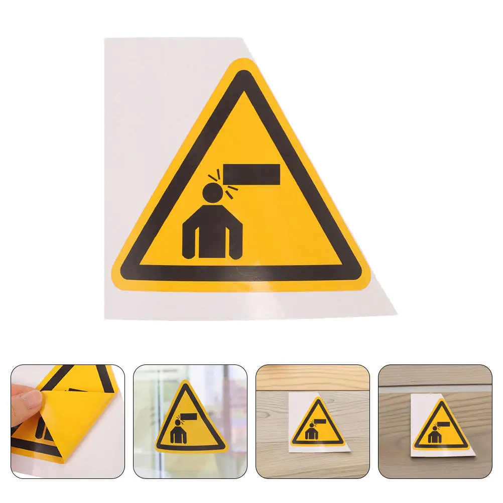 10Pcs Caution Warning Signs Bright Triangle Self Adhesive Safety Stickers Watch Your Head Stickers for Machine Equipment Head