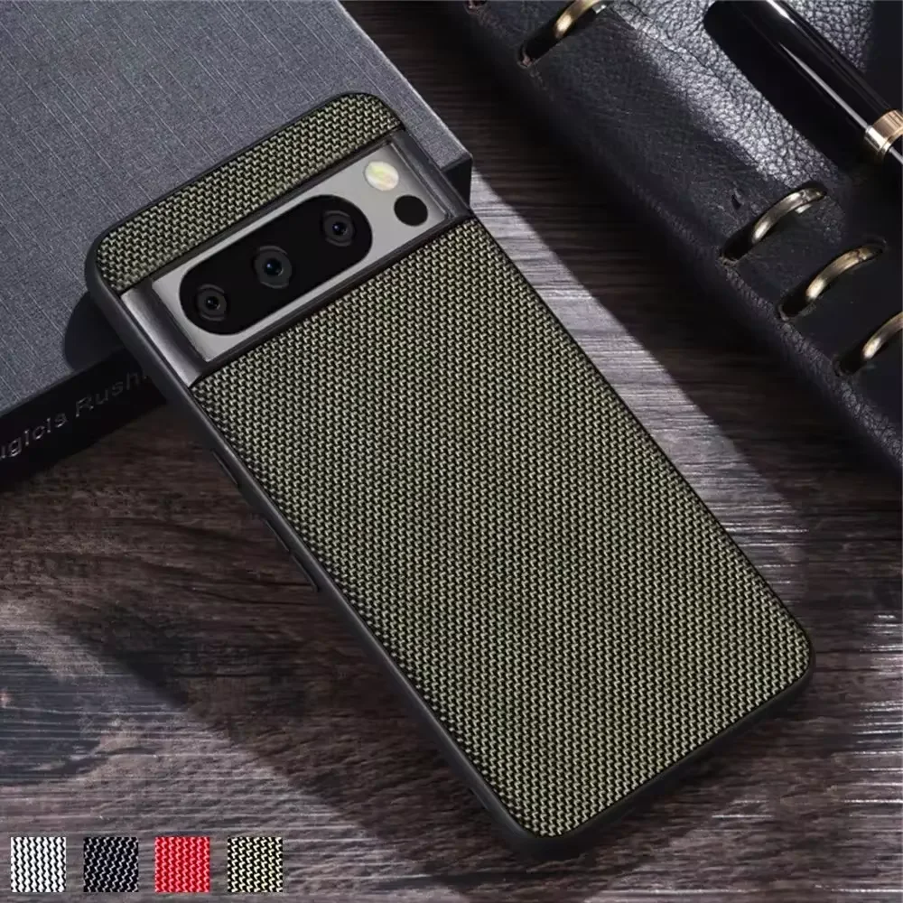 

Роскошный тканый нейлоновый тканевый черный, зеленый, серый чехол для телефона Google Pixel 9 6 7 8 Pro 8A 7A, противоударная броня, задняя крышка, чехол