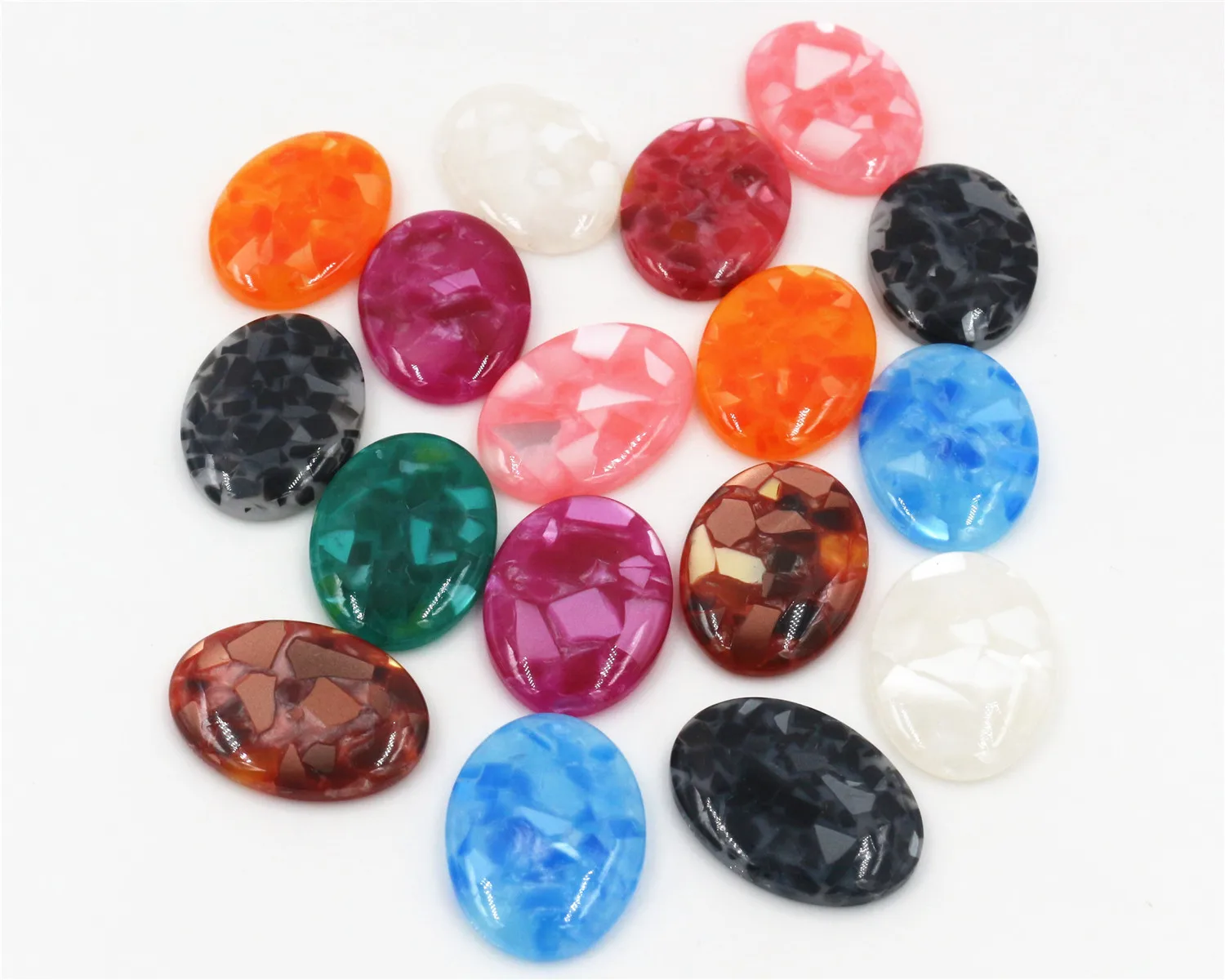 New Fashion 10pcs 18x25mm Mix Colors Artificial shells Flat Back Resin Flower Cabochons Cameo  G6-42