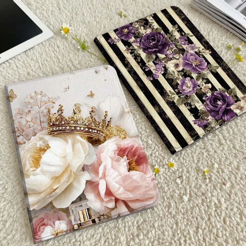 

Golden Crown Peony Bloom Tablet Case For Xiaomi Redmi Mini Pad SE K 2 4 5 6 7 8 2023 2025 11 8.8 11.2 10.1 Pro Gift