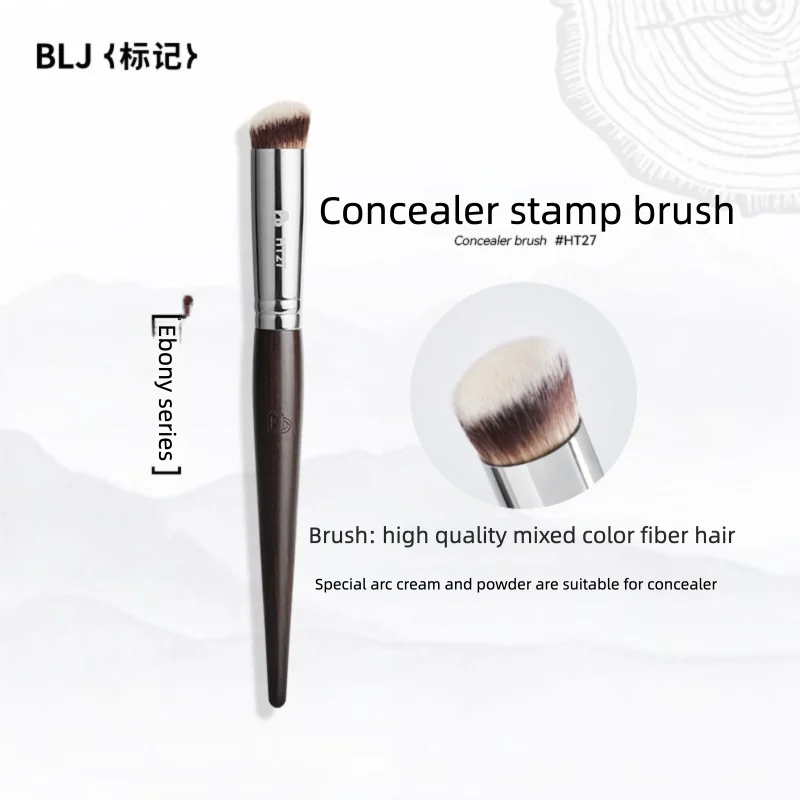 Blj Marked Ebony Concealer For Nasolabial Folds, Tear Troughs, Spots, Dark Circles, Seamless Coverage, Round Head Makeup Brush