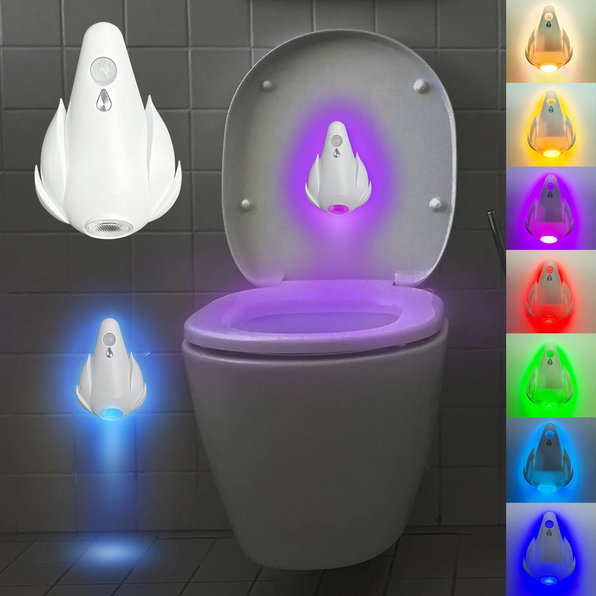 

RGB-подсветка с датчиком движения, перезаряжаемая 8-цветная светодиодная подсветка с датчиком движения, ванная комната, туалет, спальня, коридор, лестничный светильник