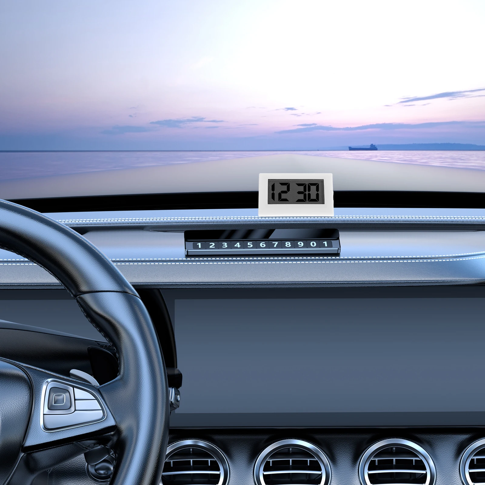 

Sleek Large Display Auto Dashboard Clock Compact Vehicle Timepiece Mini Electronic Clock For Dash Dashboard